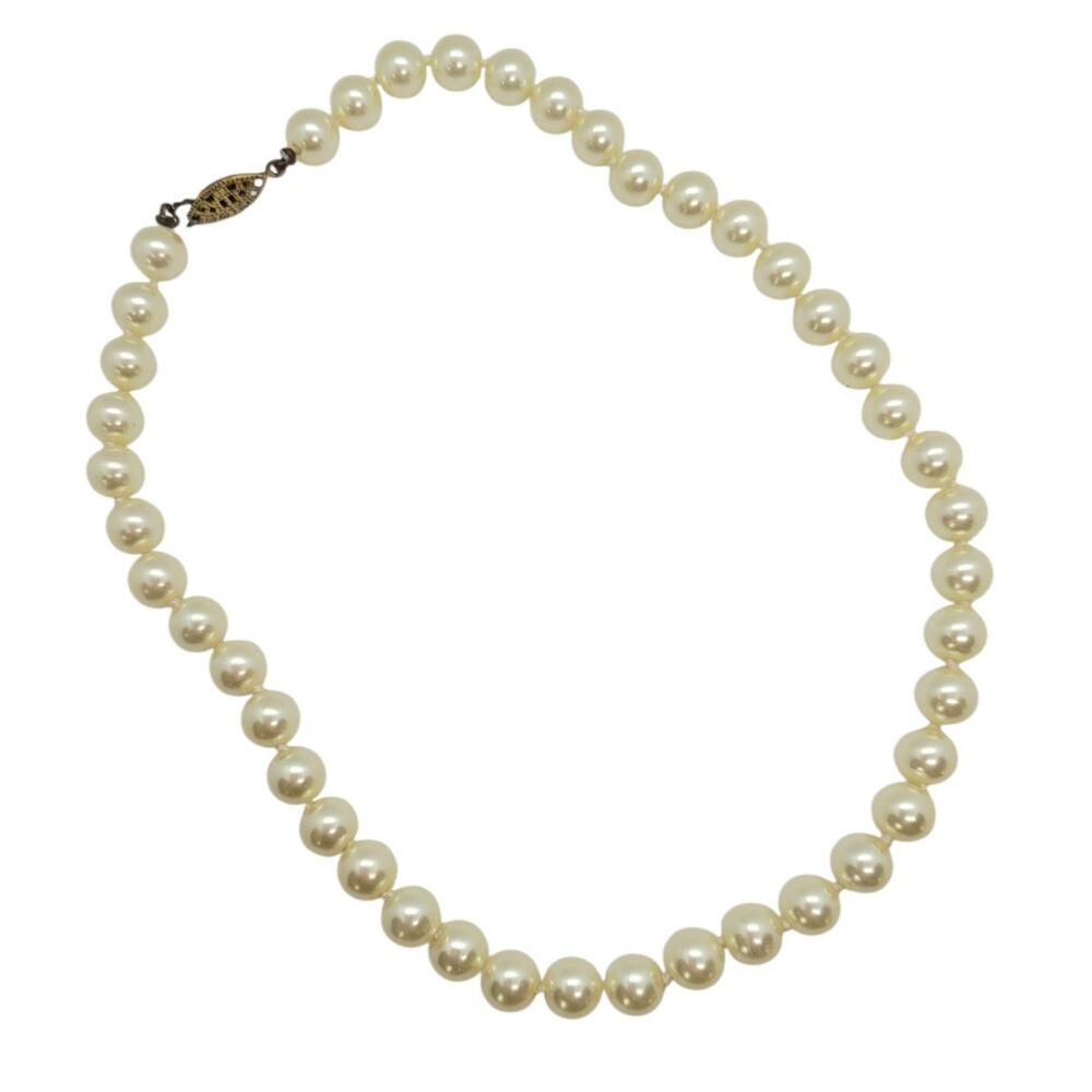 Vintage Cream Faux Glass Pearl Choker Hand Knotted Bridal Coquette Necklace
